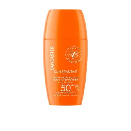 Lancaster Sun Sensitive Tinted Mattifying Fluid Spf 50 Protector solar facial con color de textura ligera ofrece acabado mate difuminado y seco 30 ml