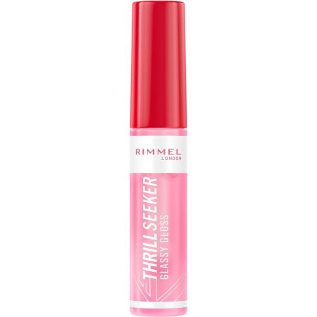 Rimmel London Thrill Seeker Glassy Gloss Brillo de labios vegano no pegajoso con ácido hialurónico labios rellenos y brillo al instante
