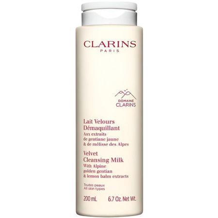 Clarins Lait Velours Démaquillant Leche desmaquillante suave y enriquecida elimina impurezas para rostro ojos y labios