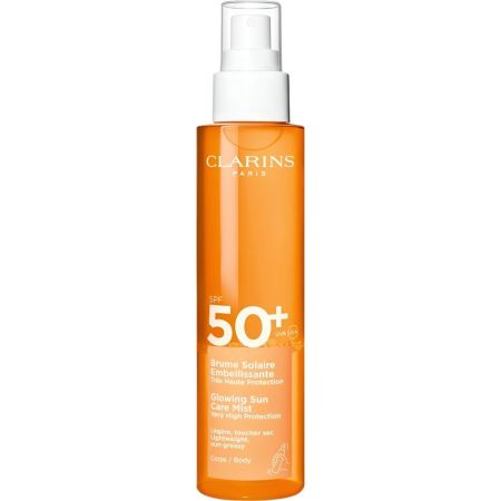 Clarins Brume Solaire Embellissante Spf 50+ Bruma solar corporal embellecedora de textura fresca y ligera para acabado satinado e invisible 50 ml