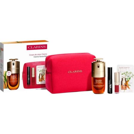 Clarins Double Serum Traitement Complet Estuche Sérum antiedad intensivo para todo tipo de pieles con 21 extractos de plantas ofrece piel lisa y luminosa 30 ml