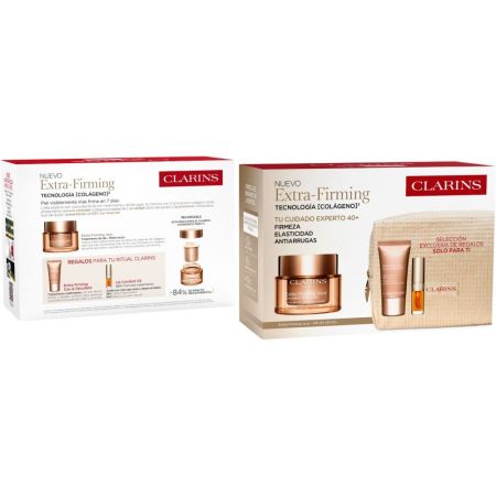 Clarins Extra-Firming Jour Piel Seca Estuche Crema de día hidratante antiedad reafirmante para piel luminosa alisada y más joven 50 ml