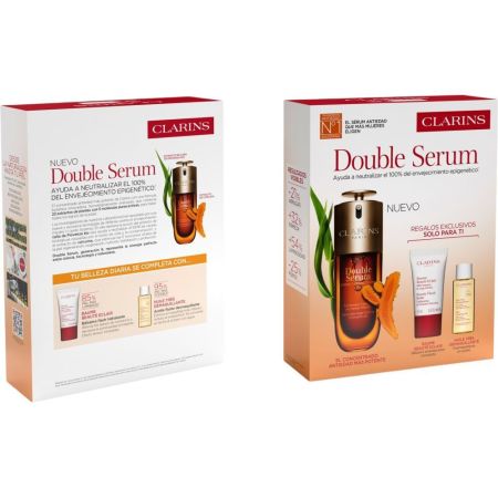 Clarins Double Serum Traitement Complet Estuche Sérum antiedad intensivo para todo tipo de pieles con 21 extractos de plantas 50 ml