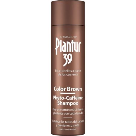 Plantur 39 Phyto-Caffeine Shampoo Color Brown Champú de fitocafeína ofrece color castaño más intenso cubriendo canas y evitando la caída durante la menopausía 250 ml