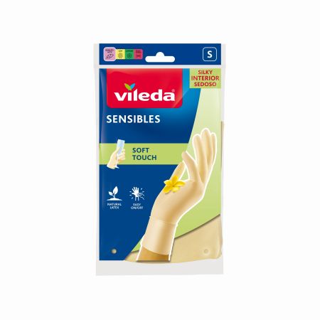 Vileda Guantes Sensibles Talla L Guantes de látex satinados ofrecen máxima sensibilidad y agarre con aroma a vainilla