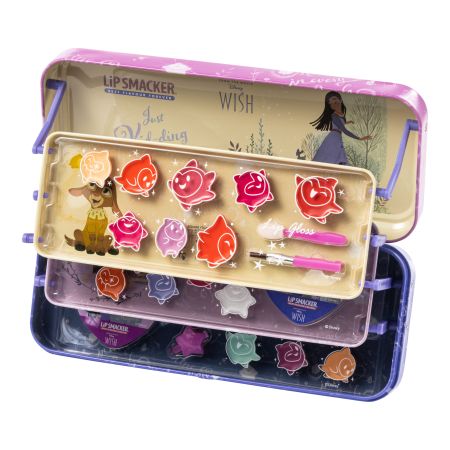 Lip Smacker Wish Estuche Set metálico de maquillaje con 3 pisos ideal para los más pequeños
