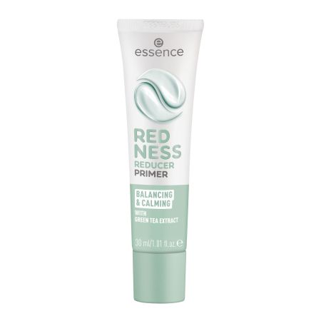 Essence Balancing & Calming Redness Reducer Primer Prebase de maquillaje vegana ayuda a calmar la piel y neutraliza las rojeces con extracto de té verde