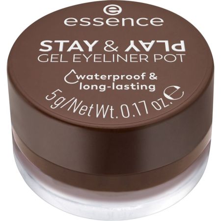 Essence Stay & Play Gel Eyeliner Pot Delineador de ojos resistente al agua de textura gel permite crear looks únicos de larga duración