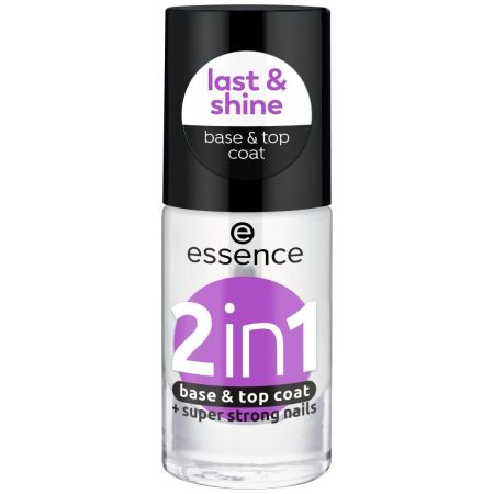 Essence 2 In 1 Base & Top Coat Tratamiento base y superior con acabado transparente y brillante