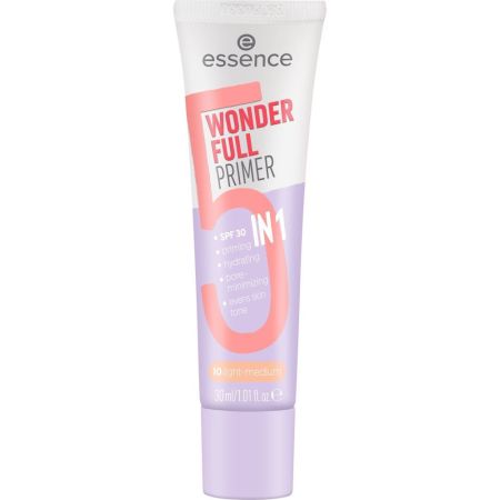 Essence Wonder Full Primer 5 In 1 Spf 30 Prebase de textura suave reduce imperfecciones ofreciendo aspecto saludable con acabado mate