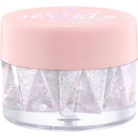 Essence Jelly Jewels Glitter Eyeshadow Topper Sombra de ojos de textura gelatina ultrabrillante ofrece intensa purpurina perfecta para añadir en cualquier ocasión