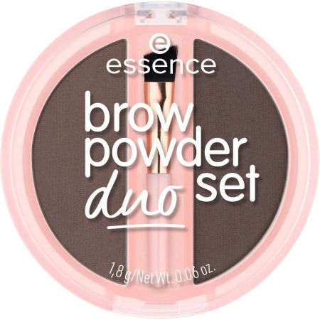 Essence Brow Powder Set Duo Polvo para cejas con cepillo resistente al agua para un acabado definido tupido y natural