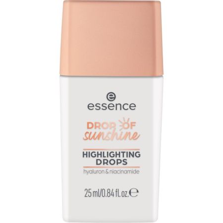 Essence Drop Of Sunshine Highlighting Drops Iluminador fluido acabado brillante enriquecido con ácido hialurónico y niacinamidas