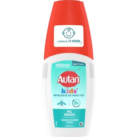 Autan Kids Repelente De Insectos Piel Sensible Repelente de insectos ofrece larga protección hasta 8 horas contra mosquito tropical tigre y común 100 ml