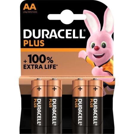 Duracell Pilas Aa Plus Pilas alcalinas multiusos idóneas para dispositivos de uso cotidiano lr6/ mn 1500 blister 4 uds