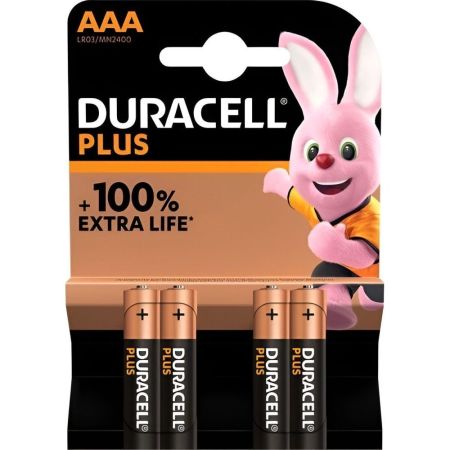 Duracell Pilas Aaa Plus Pilas alcalinas multiusos idóneas para dispositivos de uso cotidiano lr03/mn 2400 blister 4 uds