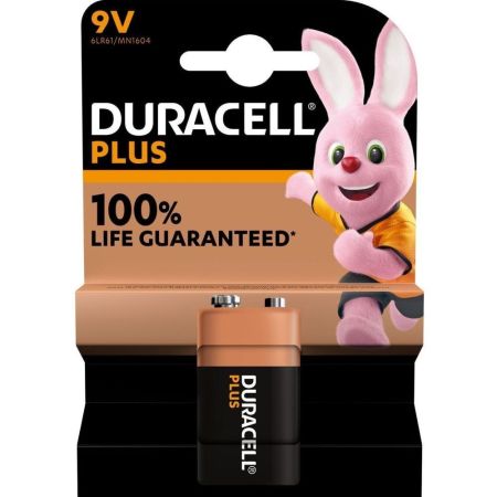 Duracell Pila 9v Plus Pilas alcalinas multiusos idóneas para dispositivos de uso cotidiano 6lr61/ mn 1604 blister 1 ud