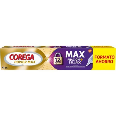Corega Power Max Crema Fijadora Para Prótesis Dentales Crema fijadora de prótesis ofrece fijación fuerte ayudando a proteger las encías de irritación