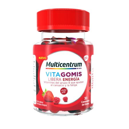 Multicentrum Vitagomis Libera Energía Complemento Alimenticio Caramelos de goma ayudan al cansancio y la fatiga con sabor a frutos rojos 30 uds