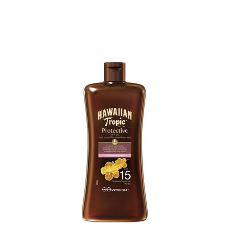 Hawaiian Tropic Glowing Protection Dry Oil Spf 15 Aceite solar bronceador de fácil aplicación para piel ultrasuave hidratada y brillante 100 ml