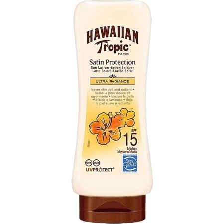 Hawaiian Tropic Glowing Protection Lotion Spf 15 Loción solar corporal de textura ultraligera y no grasa resistente para una piel radiante 180 ml