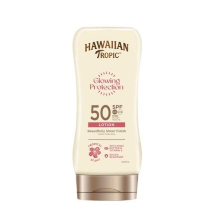 Hawaiian Tropic Glowing Protection Lotion Spf 50 Loción solar corporal de textura ultraligera y no grasa resistente para una piel radiante