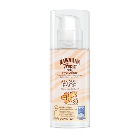 Hawaiian Tropic Hydrating Protection Face Lotion Spf 30 Loción solar facial de textura ultraligera muy resistente al agua no obstruye poros 50 ml