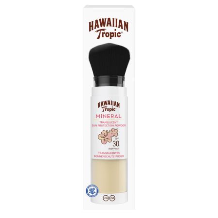 Hawaiian Tropic Mineral Protection Powder Spf 30 Brocha de maquillaje con color y protección perfecto para llevarlo siempre contigo