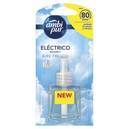 Ambipur Ambientador Eléctrico Aire Fresco Recambio Ambientador eléctrico para hogar combate los olores y refresca hasta 80 días 21,5 ml