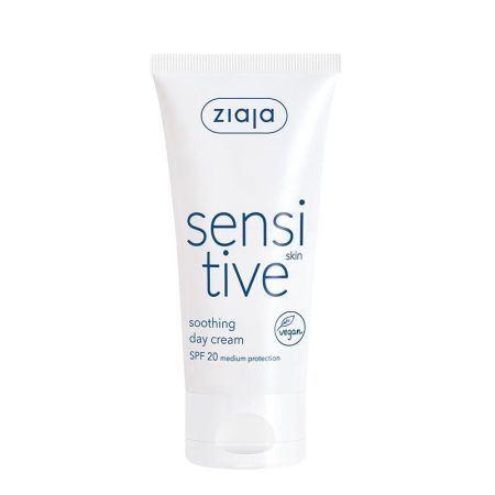 Ziaja Sensitive Crema Facial Calmante Spf 20 Crema de día vegana calmante elimina rojeces y sensación de ardor 50 ml