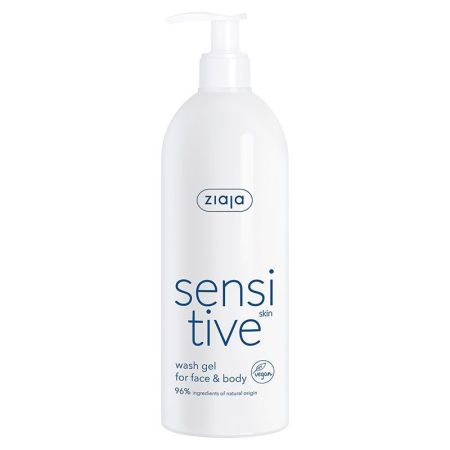 Ziaja Sensitive Gel Limpiador Facial Y Corporal Gel vegano limpiador de rostro y cuerpo restaura la suavidad y tersura de la piel 400 ml