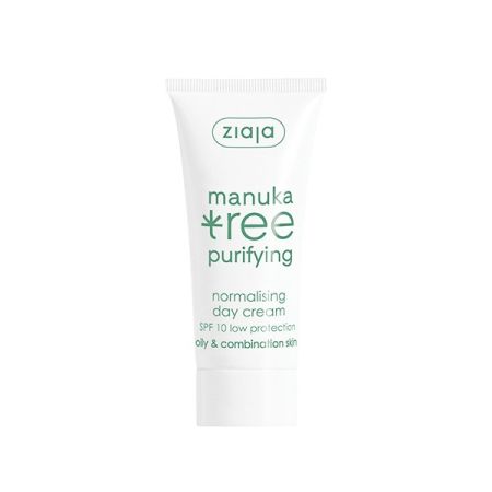 Ziaja Manuka Crema Facial Purificante Spf 10 Crema hidratante y matificante vegana reduce imperfecciones grasa y puntos negros 50 ml