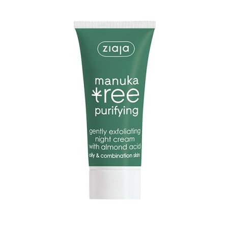 Ziaja Manuka Crema Facial De Noche Crema de noche vegana exfolia ilumina hidrata y reduce poros con aceite de almendras 50 ml