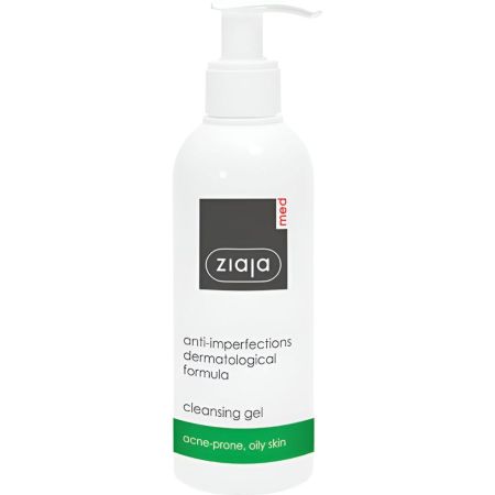 Ziaja Med Anti-Imperfecciones Gel Limpiador Gel limpiador vegano antiimperfecciones reduce puntos negros aliviando la piel hipersensible 200 ml