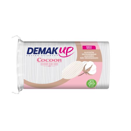 Demak-Up Discos Desmaquillantes Cocoon Ovalados Discos desmaquillantes y limpiadores ovalados para sensación de confort 52 uds
