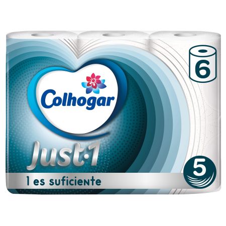 Colhogar Papel Higiénico Just-1 Papel higiénico 5 capas super suave y resistente máximo confort 6 uds