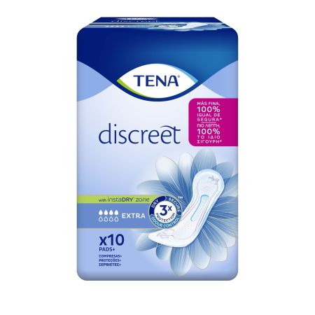 Tena Discreet Extra Compresas Compresas absorbentes ofrece triple protección contra fugas humedad y olores 10 uds