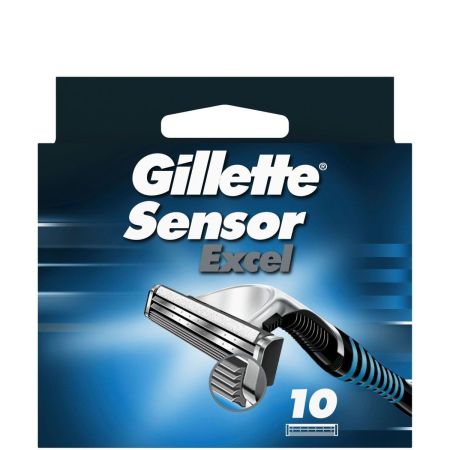 Gillette Sensor Excel Maquinilla De Afeitar Recambio Maquinilla de afeitar de doble hoja autoajustable para un afeitado más apurado y cómodo 10 uds