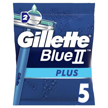 Gillette Blue Ii Plus Maquinilla De Afeitar Maquinilla de afeitar desechable con doble hoja y banda lubricante ofrece deslizamiento suave y menor irritación 5 uds