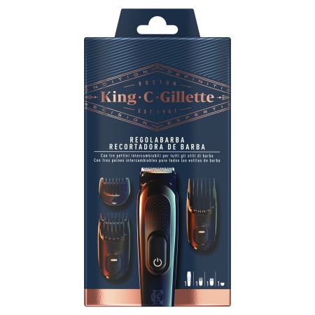 Gillette King C Gillette Recortadora De Barba Máquina recortadora de barba inalámbrica con tres peines intercambiales para un look perfecto