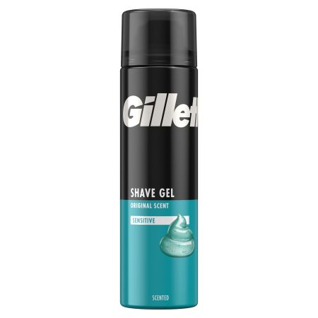 Gillette Sensitive Shave Gel Gel de afeitar con textura espuma enriquecida con polímeros reduce irritación rasguños cortes ardor y escozor 200 ml