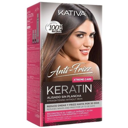 Kativa Keratin Alisado Sin Plancha Set Tratamiento de alisado efecto suave reconstruye el cabello dañado sin usar la plancha