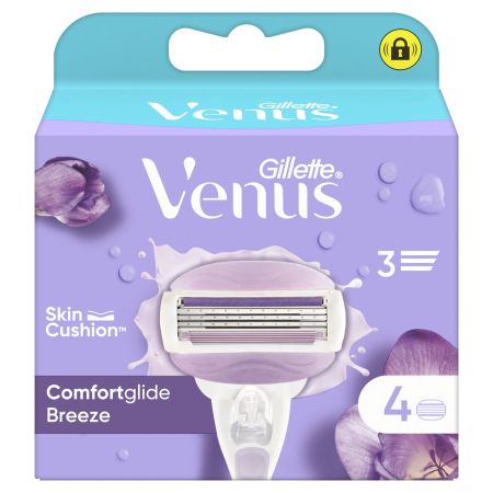 Gillette Venus Comfortglide Breeze Maquinilla De Afeitar Recambio Maquinilla de afeitar con dos bandas de gel ofrece una depilación suave apurada y duradera 4 uds