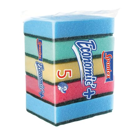 Spontex Estropajo Economic+ Estropajos de fibra verde abrasiva muy versátiles 5 uds