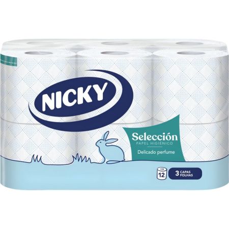 Nicky Seleccion Papel Higiénico Papel higiénico extrasuave de 3 capas perfumado y decorado ofrece calidad superior incluso en los momentos más íntimos