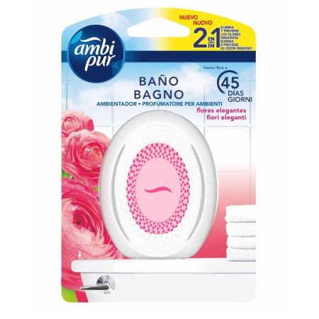 Ambipur Flores Elegantes 2 En 1 Baño Ambientador Ambientador para baño sin necesidad de pilas elimina y previene los olores hasta 50 días