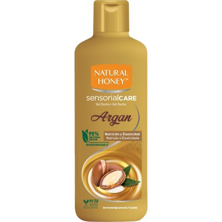 Natural Honey Sensorial Care Argan Gel De Ducha Gel de ducha biodegradable ofrece nutrición y elasticidad