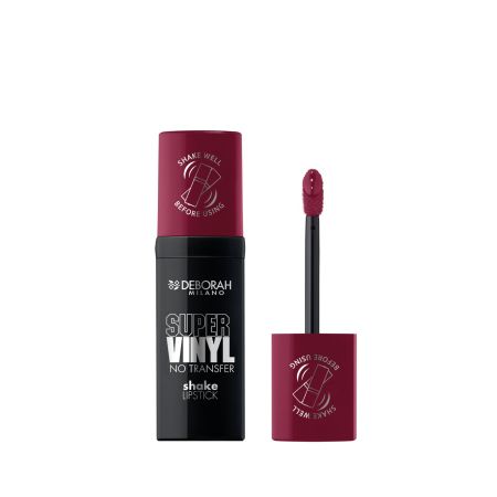 Deborah Milano Super Vinyl Shake Lipstick Barra de labios efecto vinilo resistente al agua ofrece color ultrapigmentado hasta 16 horas
