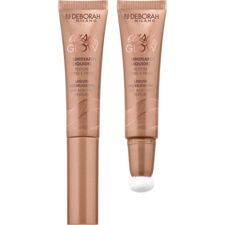 Deborah Milano Easy To Glow Liquid Highlighter Iluminador líquido de fórmula ligera con aplicador en esponja difumina con facilidad para look ultrafresco