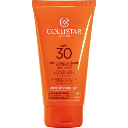 Collistar Crema Bronceadora Protección Ultra Spf 30 Crema solar facial y corporal antienvejecimiento resistente al agua ofrece bronceado luminoso 150 ml